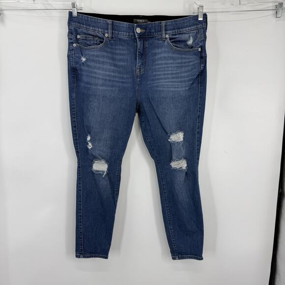 Torrid Bombshell Skinny Jeans Plus size 22S Medium Blue Denim High Rise Destroye - Picture 10 of 10